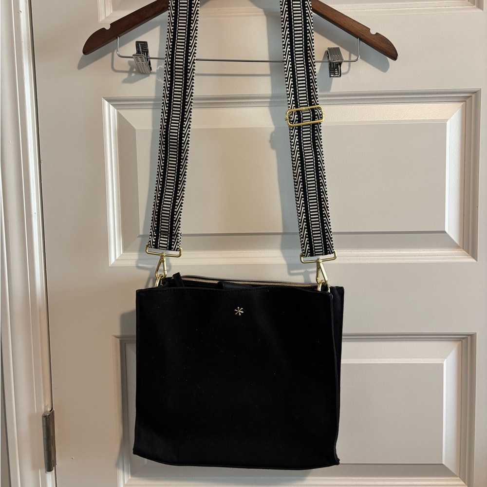 Erin Condren Black Crossbody Bag with Patterned Strap